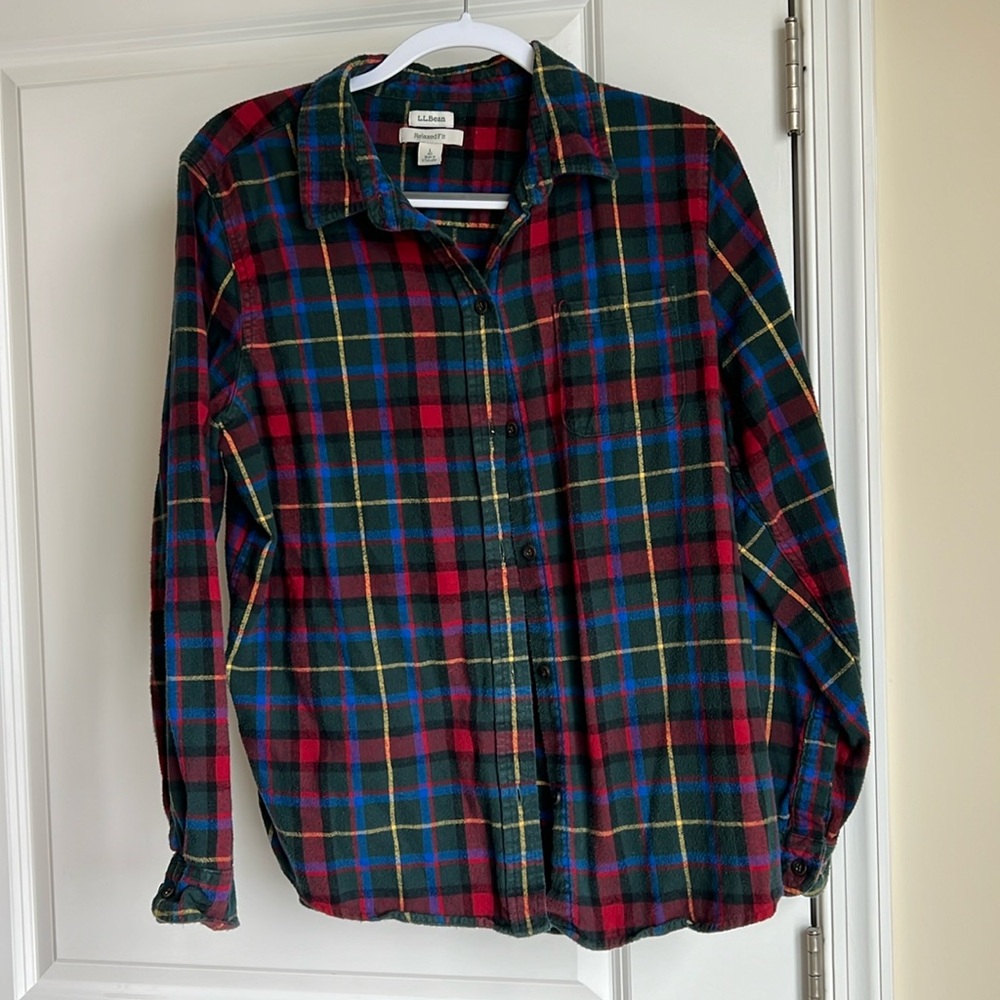 LL BEAN Women’s Scotch Plaid Flannel Shirt, Relaxed